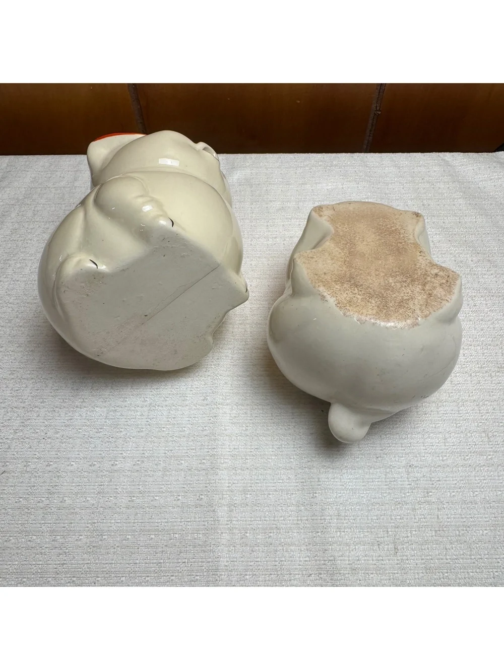 Vintage Ceramic Pig Creamer & Sugar Bowl Set Red Bow Retro Farmhouse Kitchen